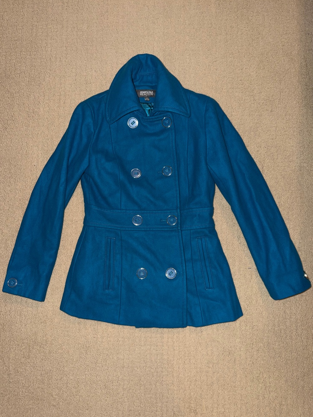 Blue Double-Breasted Peacoat Jacket